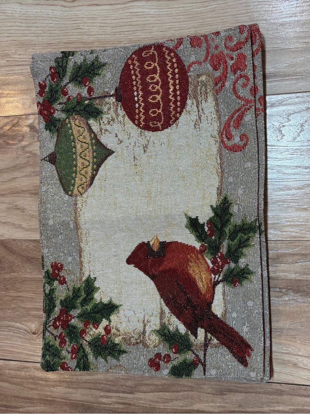 Holiday Time Red Cardinal & Ornaments Holiday Table Accent - Red, Green, Gold